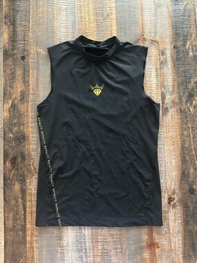 Royalty Black Top with Yellow Logo Strip